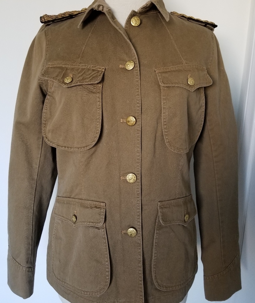 Ralph Lauren Denim & Supply Military Jacket Utility Safari Cotton Tan Size L - Picture 2 of 9